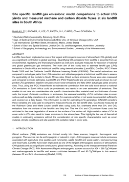 Site Specific Landfill Gas Emissions: Model Comparisons to Actual LFG Yields and Measured Methane and Carbon Dioxide Fluxes at Six Landfill Sites in South Africa