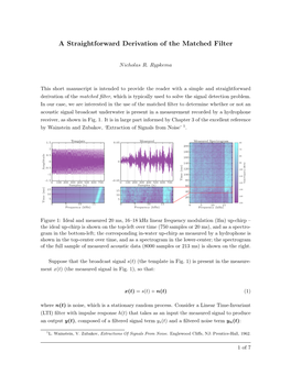 A Straightforward Derivation of the Matched Filter