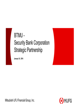 BTMU - Security Bank Corporation Strategic Partnership