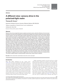 Sensory Drive in the Polarized-Light Realm