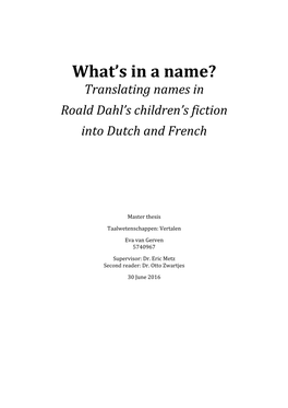 What's in a Name? Translating Names in Roald Dahl's