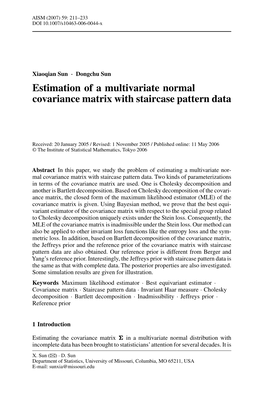 Estimation of a Multivariate Normal Covariance Matrix with Staircase Pattern Data