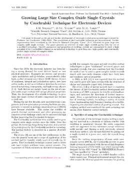 Growing Large Size Complex Oxide Single Crystals by Czochralski Technique for Electronic Devices I.M