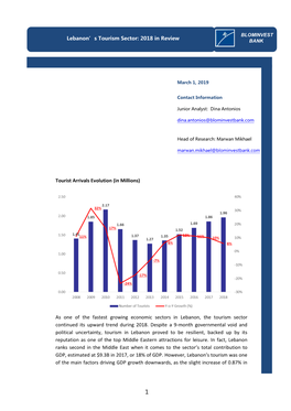 2018 Tourism Sector in Lebanon