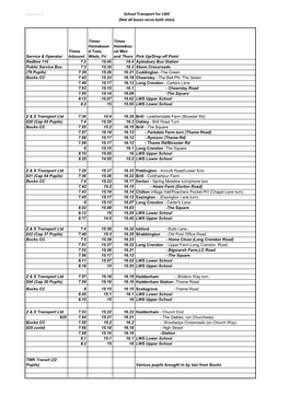 School Transport for LWS (Not All Buses Serve Both Sites)