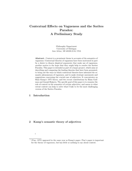 Contextual Effects on Vagueness and the Sorites Paradox: a Preliminary