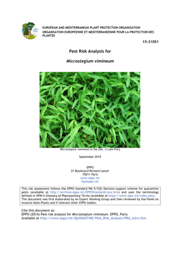 Pest Risk Analysis for Microstegium Vimineum