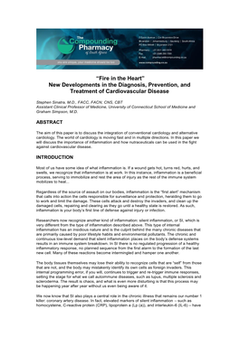 New Developments in Cardiovascular Disease