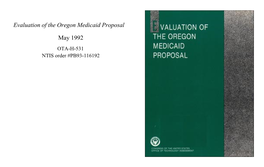 Evaluation of the Oregon Medicaid Proposal