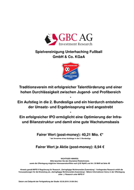 Spielvereinigung Unterhaching Fußball Gmbh & Co