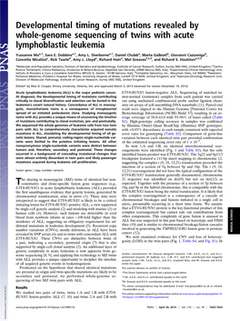 Developmental Timing of Mutations Revealed by Whole-Genome Sequencing of Twins with Acute Lymphoblastic Leukemia