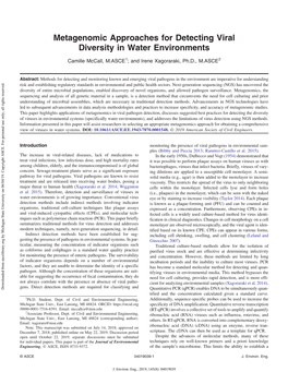 Metagenomic Approaches for Detecting Viral Diversity in Water Environments