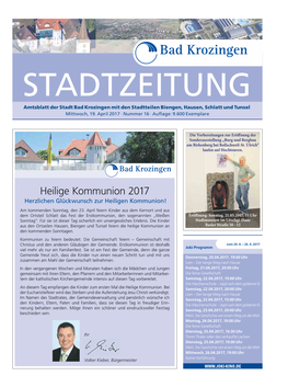 Amtsblatt Der Stadt Bad Krozingen Mit Den Stadtteilen Biengen, Hausen, Schlatt Und Tunsel Mittwoch, 19