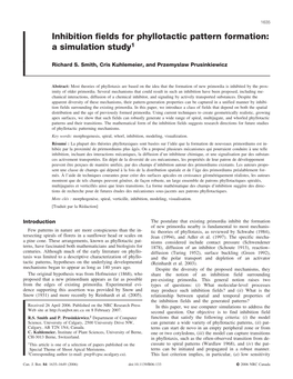 Inhibition Fields for Phyllotactic Pattern Formation: a Simulation Study1