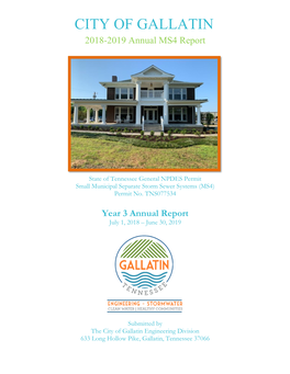 CITY of GALLATIN 2018-2019 Annual MS4 Report Report