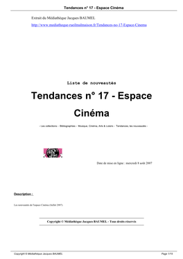 Tendances N° 17 - Espace Cinéma