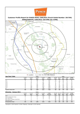 Customer Profile Report for DUKES HEAD, CARLISLE (Punch Outlet Number: 201769) ARMATHWAITE, CARLISLE, CA4 9PB (CA 4 9PB)