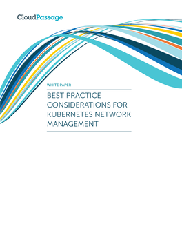 Best Practice Considerations for Kubernetes Network