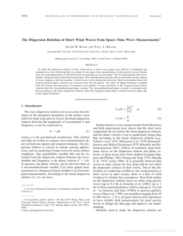 The Dispersion Relation of Short Wind Waves from Space–Time Wave Measurements*