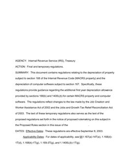 AGENCY: Internal Revenue Service (IRS), Treasury ACTION: Final and Temporary Regulations. SUMMARY: This Document Contains