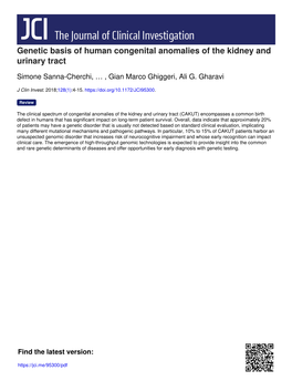 Genetic Basis of Human Congenital Anomalies of the Kidney and Urinary Tract