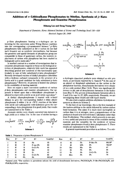 Addition of A-Lithioalkane Phosphonates to Nitriles, Synthesis of ；3-Keto Phosphonate and Enamine Phosphonates