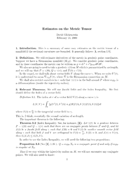 Estimates on the Metric Tensor