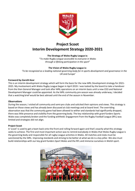 Project Scoot Interim Development Strategy 2020-2021