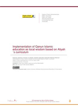 Implementation of Qanun Islamic Education As Local Wisdom Based on Aliyah ´S Curriculum