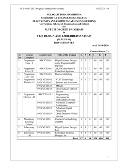 M.Tech Degree Program Vlsi Design and Embedded Systems