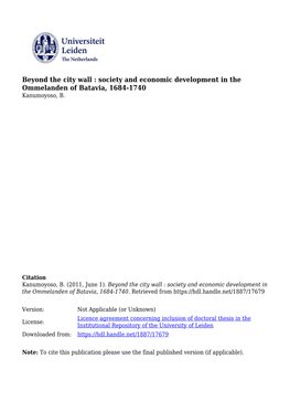 Beyond the City Wall: Society and Economic Development in The