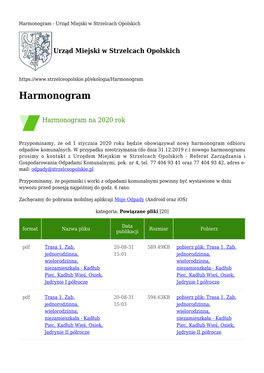 Harmonogram - Urząd Miejski W Strzelcach Opolskich