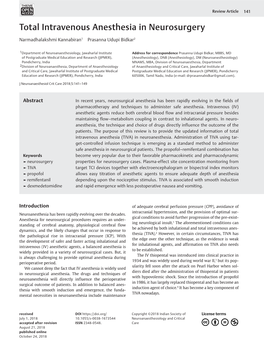 Total Intravenous Anesthesia in Neurosurgery