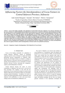 Influencing Factors the Interdependence of Cocoa Farmers in Central Sulawesi Province, Indonesia