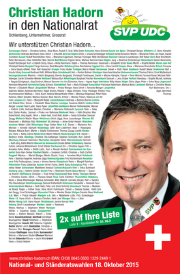 Christian Hadorn in Den Nationalrat Ochlenberg, Unternehmer, Grossrat Wir Unterstützen Christian Hadorn