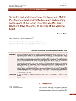 Tectonics and Sedimentation of the Lower and Middle Pleistocene Mixed Siliciclastic/Bioclastic Sedimentary Successions of the Io