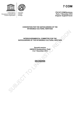 Decisions Paris, 7 December 2012 Original: English/French