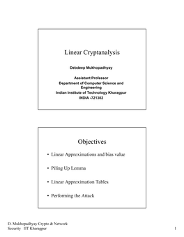 Linear Cryptanalysis Objectives