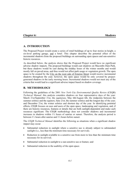 Chapter 6: Shadows A. INTRODUCTION B. METHODOLOGY