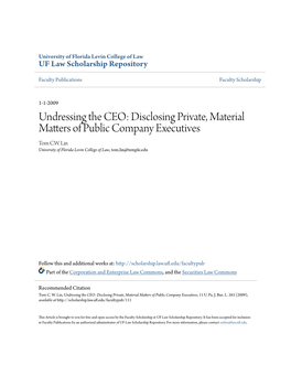 Disclosing Private, Material Matters of Public Company Executives Tom C.W