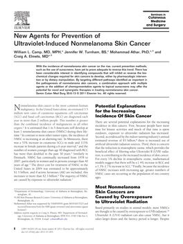 New Agents for Prevention of Ultraviolet-Induced Nonmelanoma Skin Cancer William L