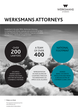 Werksmans Attorneys Has Continued to Cement Its Already Formidable Regulatory Position”