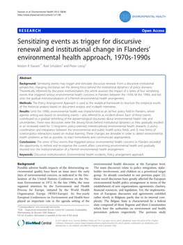 Sensitizing Events As Trigger for Discursive Renewal and Institutional