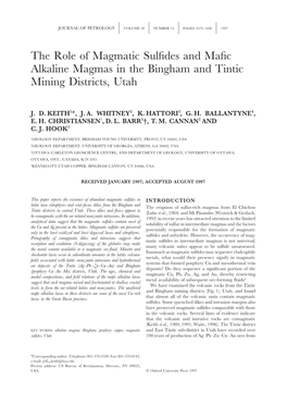 The Role of Magmatic Sulfides and Mafic Alkaline Magmas in The