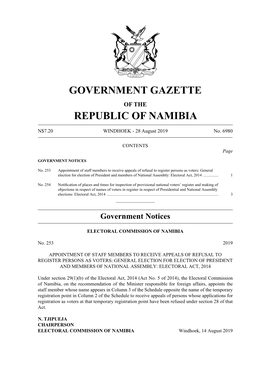 Government Gazette Republic of Namibia