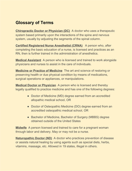 Glossary of Terms