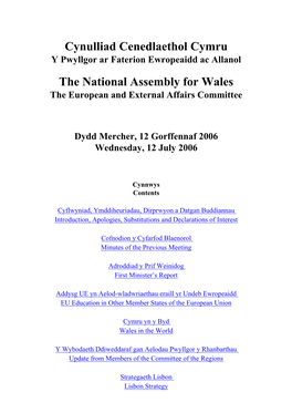 The Official Report of the Welsh Assembly