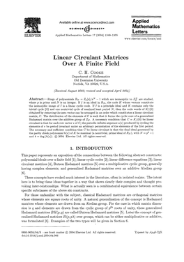 Linear Circulant Matrices Over a Finite Field