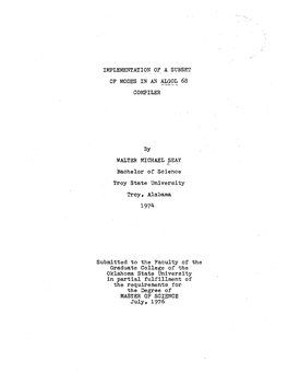 Implementation of a Subset of Modes in an Algol 68 Compiler