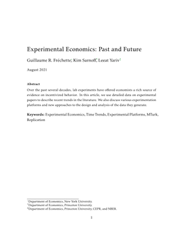 Experimental Economics: Past and Future